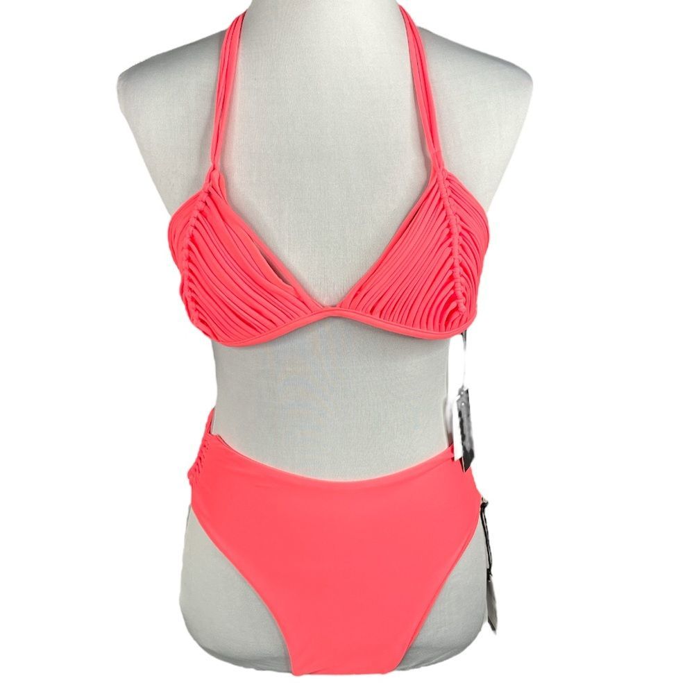 Kendall + Kylie Macrame Embellished Bikini Pink Peach Size Medium